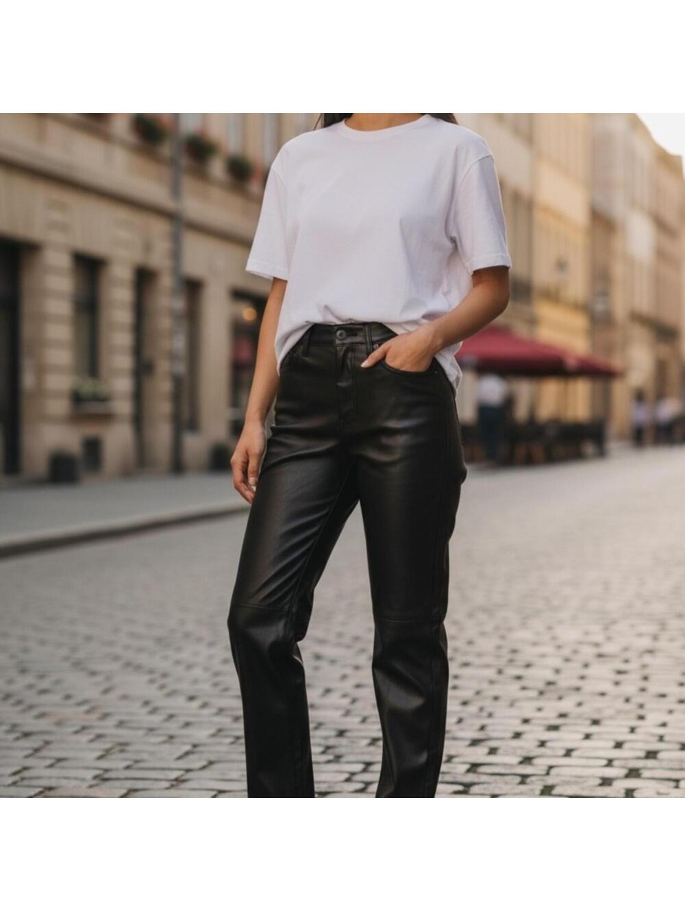 Pistola Black Leather Pants Women Size 25